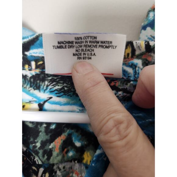 Vintage D'em Crazy Hawaiian Shirt Size Large Blue Ocean Fish Print Button Front - Picture 3 of 7